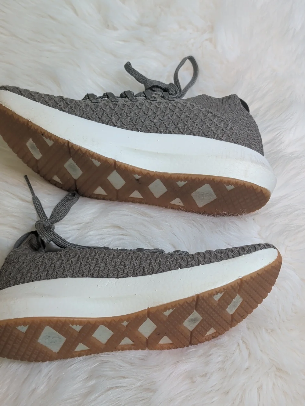 NOBULL Drive Knit Runner in Taupe with White Midsole and Gum Toe